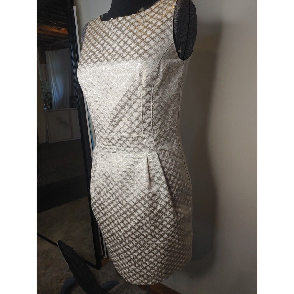 Dalia Sz 8 Holiday Dress Silver White Sleeveless Knee‎ Length Pockets - Picture 5 of 15